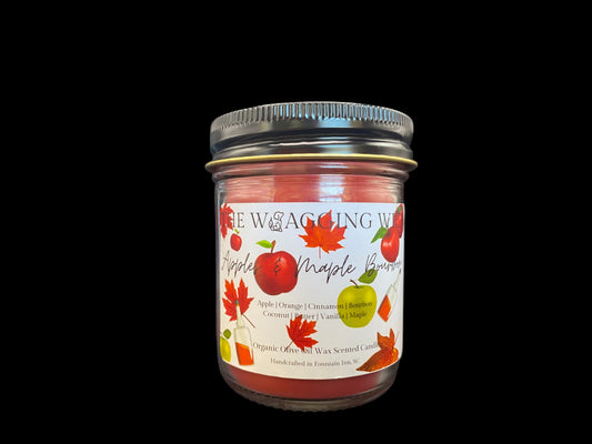 Apples and Maple Bourbon - 5.8 oz Organic Olive Oil Was Scented Candle