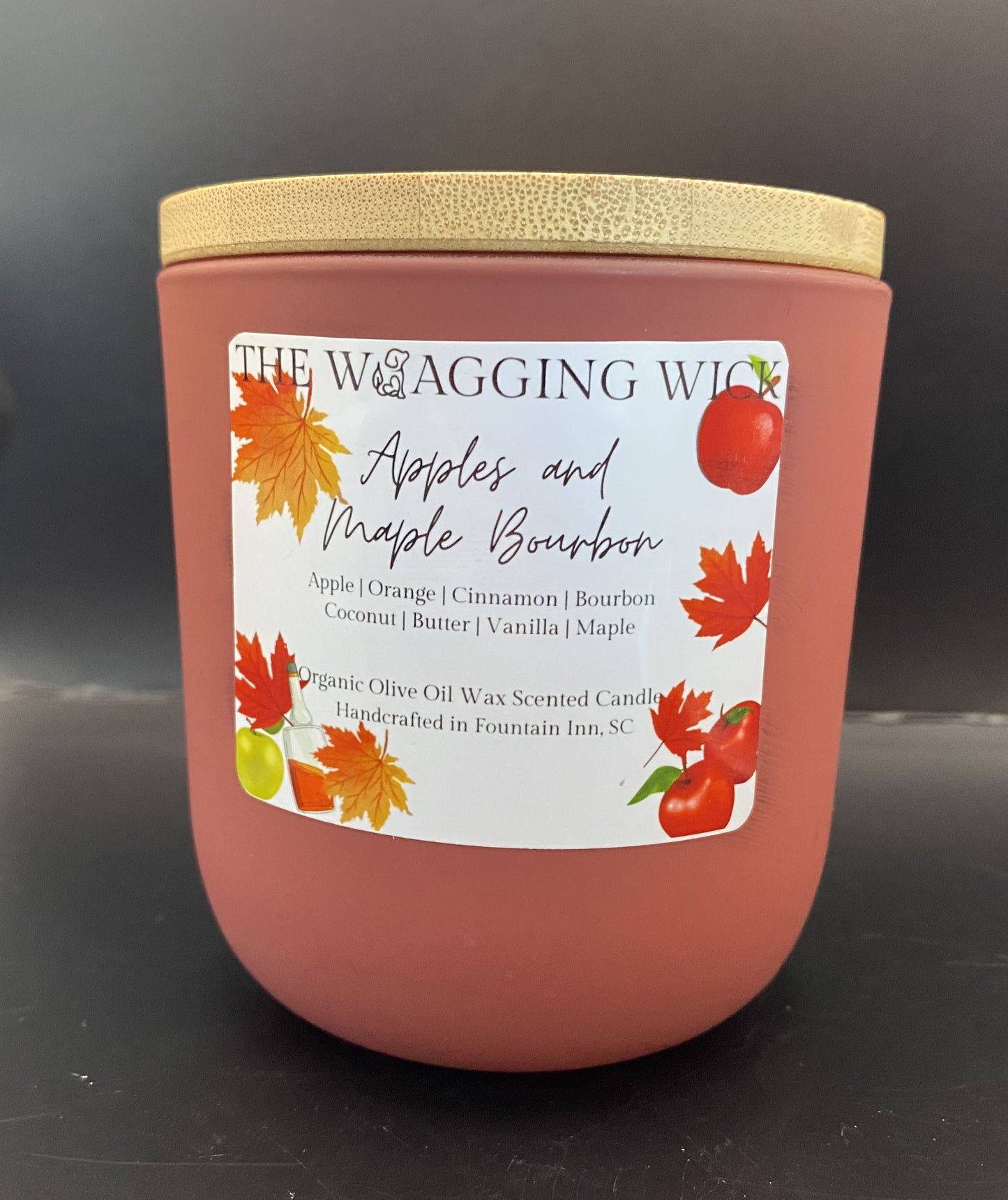 Apples and Maple Bourbon - 10 oz Organic Olive Oil Wax Scented Candle