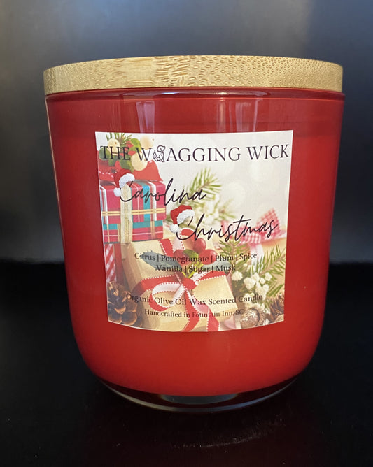 Carolina Christmas (red jar) - 10 oz Organic Olive Oil Wax Scented Candle