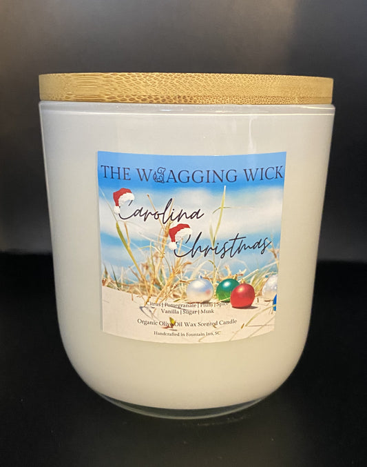 Carolina Christmas (white jar) - 10 oz Organic Olive Oil Wax Scented Candle