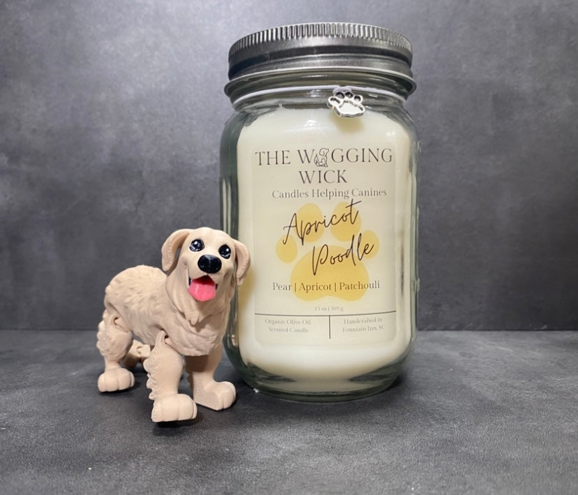 Apricot Poodle - 13 oz Organic Olive Oil Wax Candle